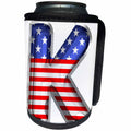 3dRose Stars and Stripes Monogram Initial K - Can Cooler Bottle Wrap (cc-382491)