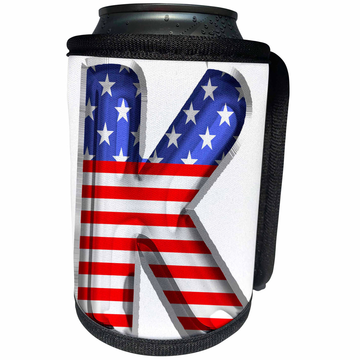 3dRose Stars and Stripes Monogram Initial K - Can Cooler Bottle Wrap (cc-382491)