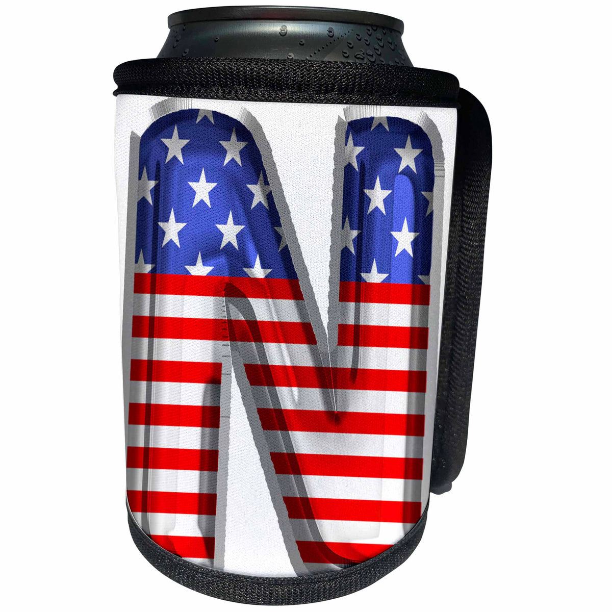 3dRose Stars and Stripes Monogram Initial N - Can Cooler Bottle Wrap (cc-382494)