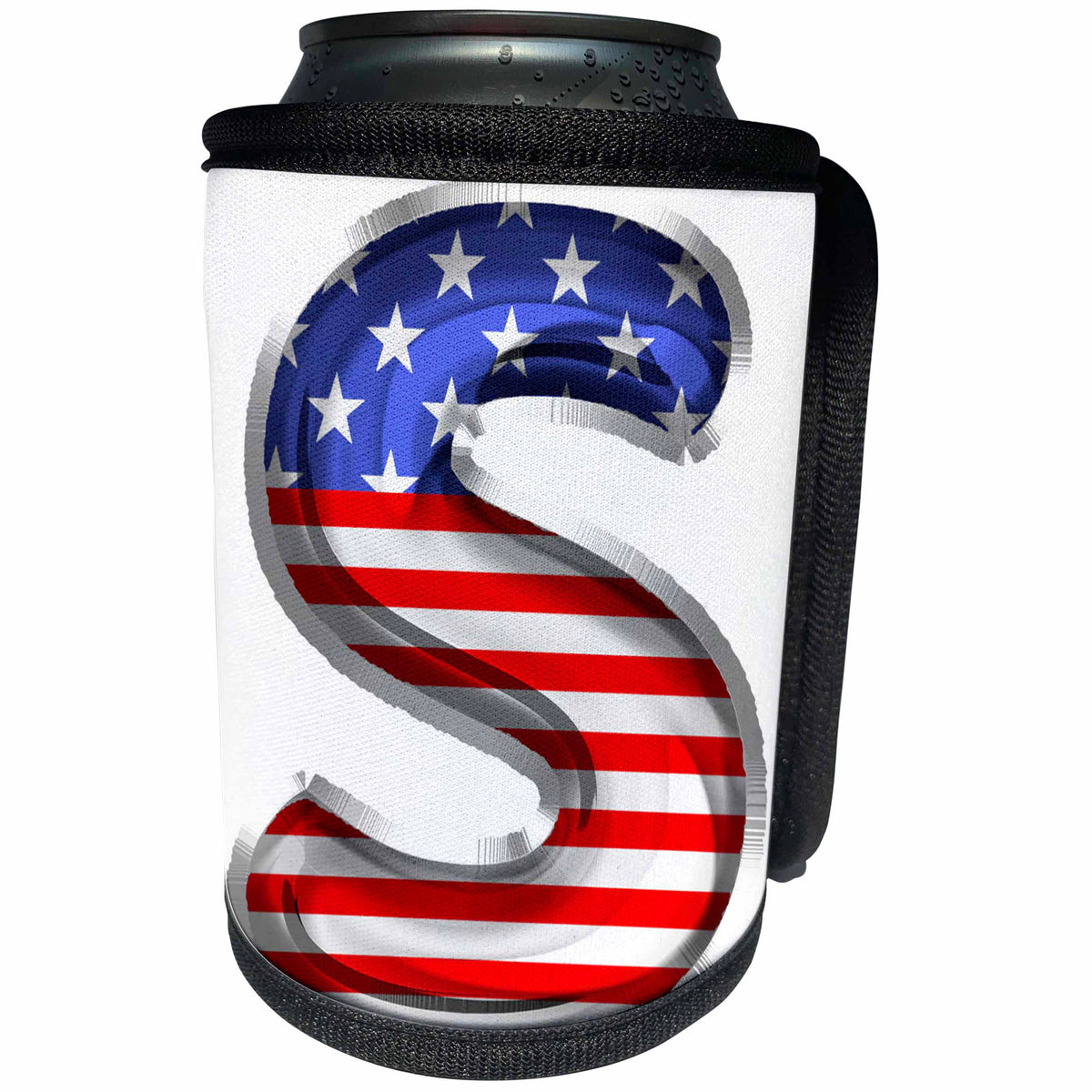 3dRose Stars and Stripes Monogram Initial S - Can Cooler Bottle Wrap (cc-382497)