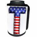 3dRose Stars and Stripes Monogram Initial T - Can Cooler Bottle Wrap (cc-382498)