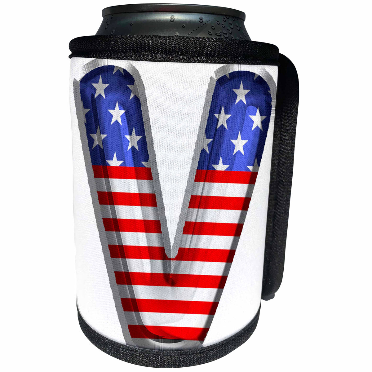 3dRose Stars and Stripes Monogram Initial V - Can Cooler Bottle Wrap (cc-382499)