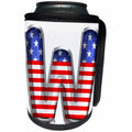 3dRose Stars and Stripes Monogram Initial W - Can Cooler Bottle Wrap (cc-382500)