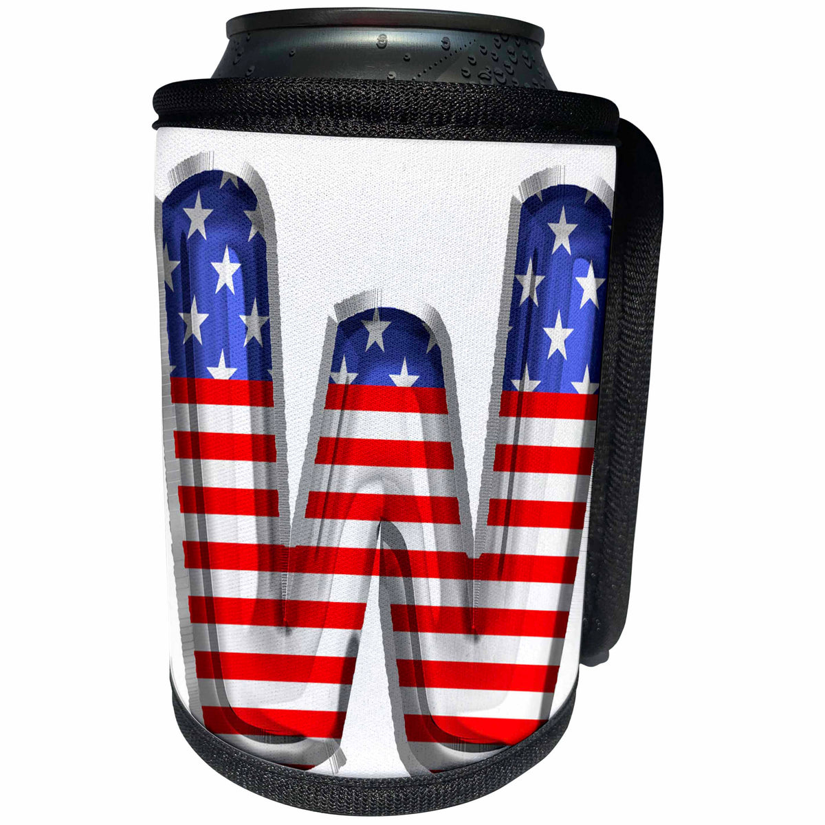 3dRose Stars and Stripes Monogram Initial W - Can Cooler Bottle Wrap (cc-382500)