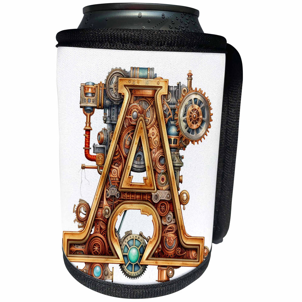 3dRose Steampunk Monogram Initial A - Can Cooler Bottle Wrap (cc-382503)