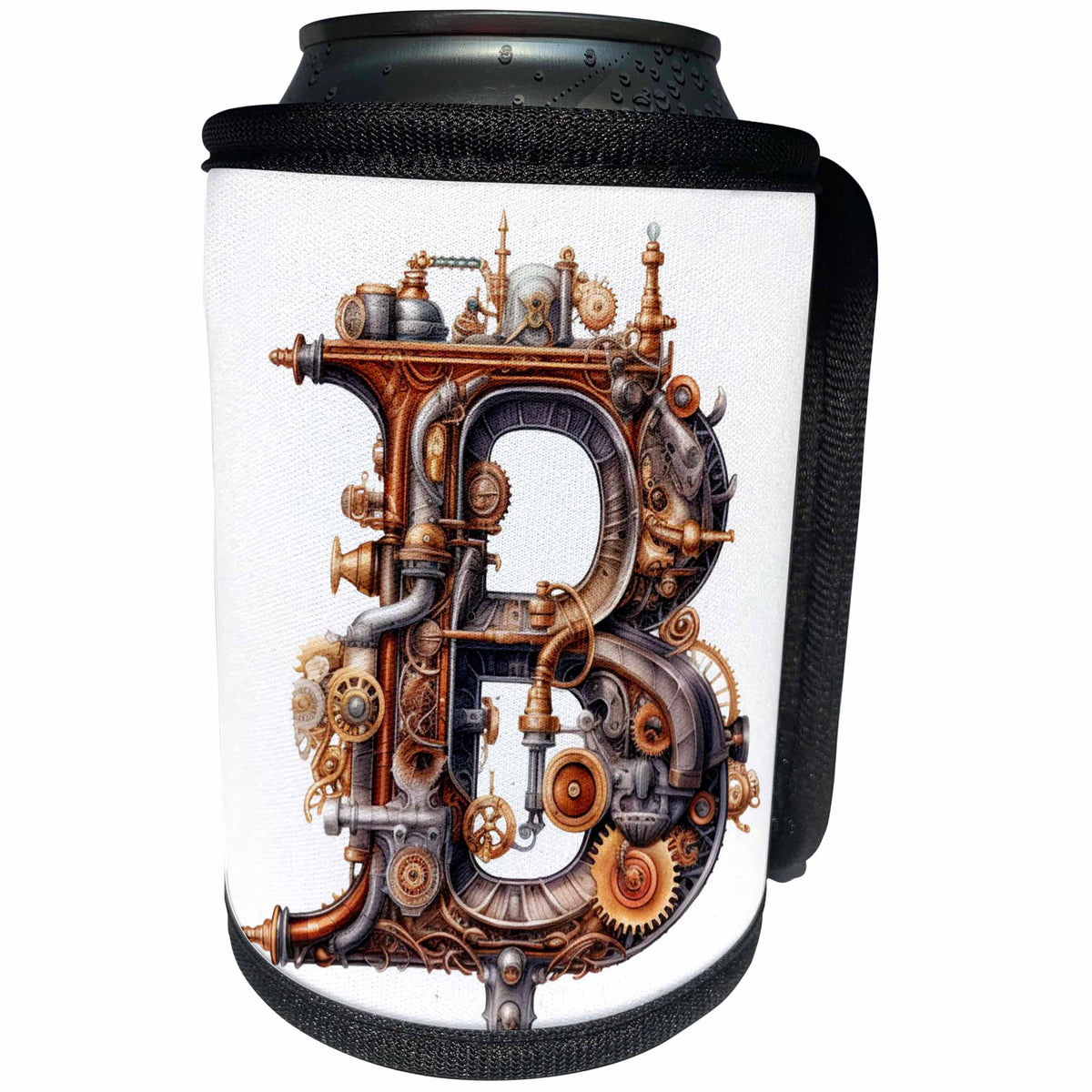 3dRose Steampunk Monogram Initial B - Can Cooler Bottle Wrap (cc-382504)