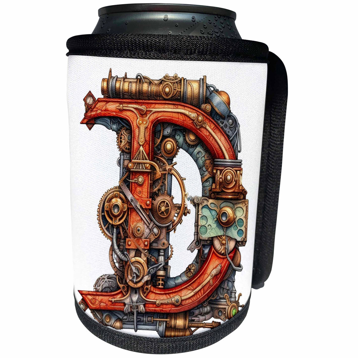 3dRose Steampunk Monogram Initial D - Can Cooler Bottle Wrap (cc-382506)