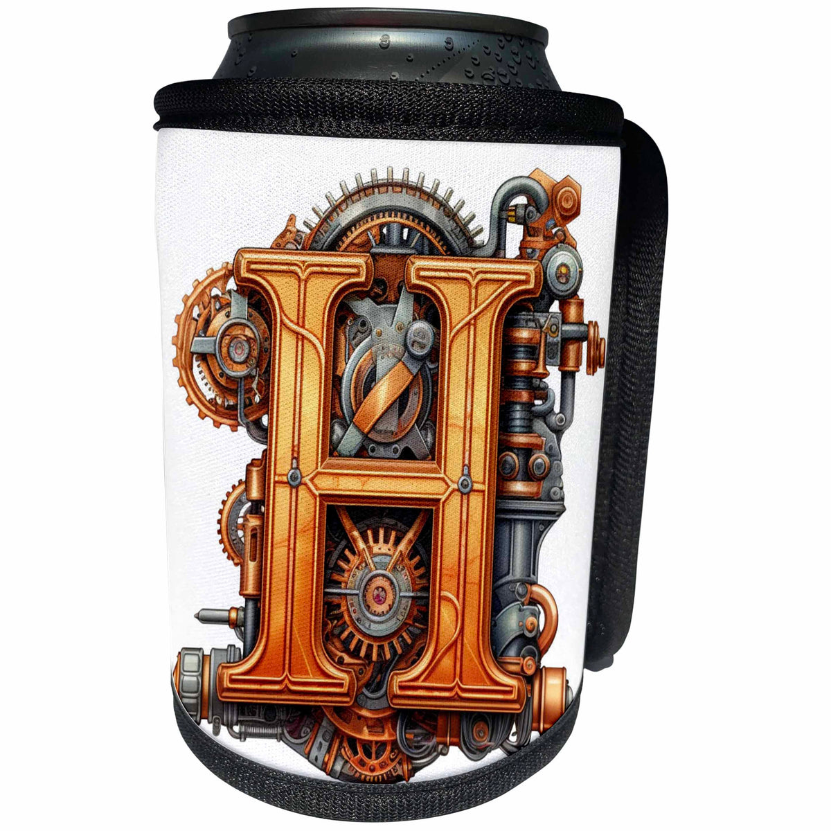 3dRose Steampunk Monogram Initial H - Can Cooler Bottle Wrap (cc-382509)