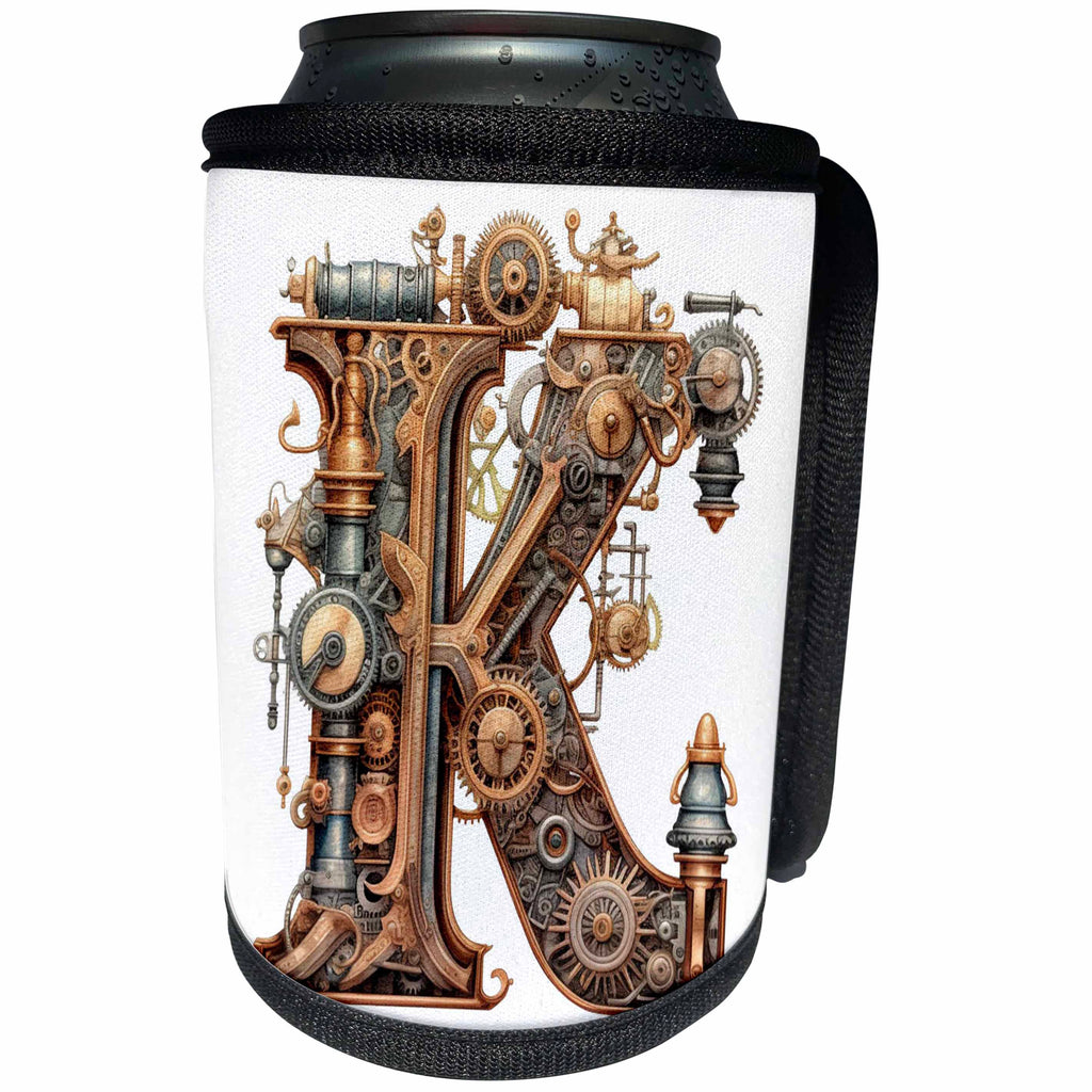 3dRose Steampunk Monogram Initial K - Can Cooler Bottle Wrap (cc-382511)