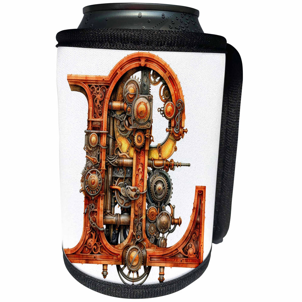 3dRose Steampunk Monogram Initial L - Can Cooler Bottle Wrap (cc-382512)