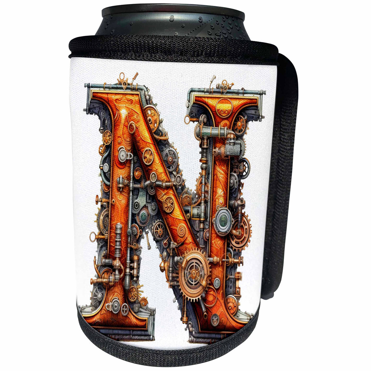 3dRose Steampunk Monogram Initial N - Can Cooler Bottle Wrap (cc-382514)