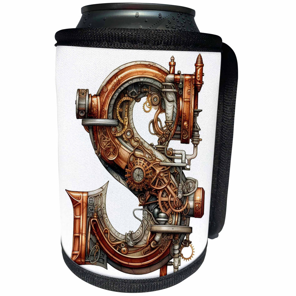 3dRose Steampunk Monogram Initial S - Can Cooler Bottle Wrap (cc-382517)