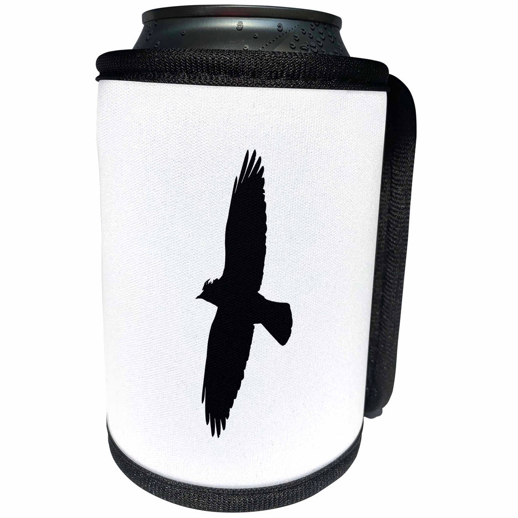 3dRose Minimalistic Jackdaw In Flight Silhouette - Can Cooler Bottle Wrap (cc-382568)