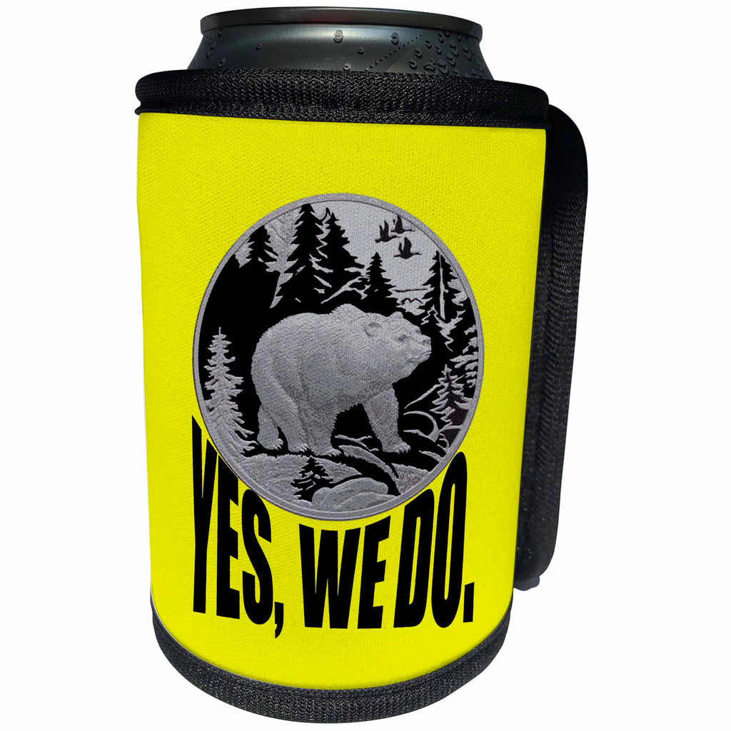 3dRose Bear Strolling Through Pine Forest And Caption Yes We Do - Can Cooler Bottle Wrap (cc-382602)