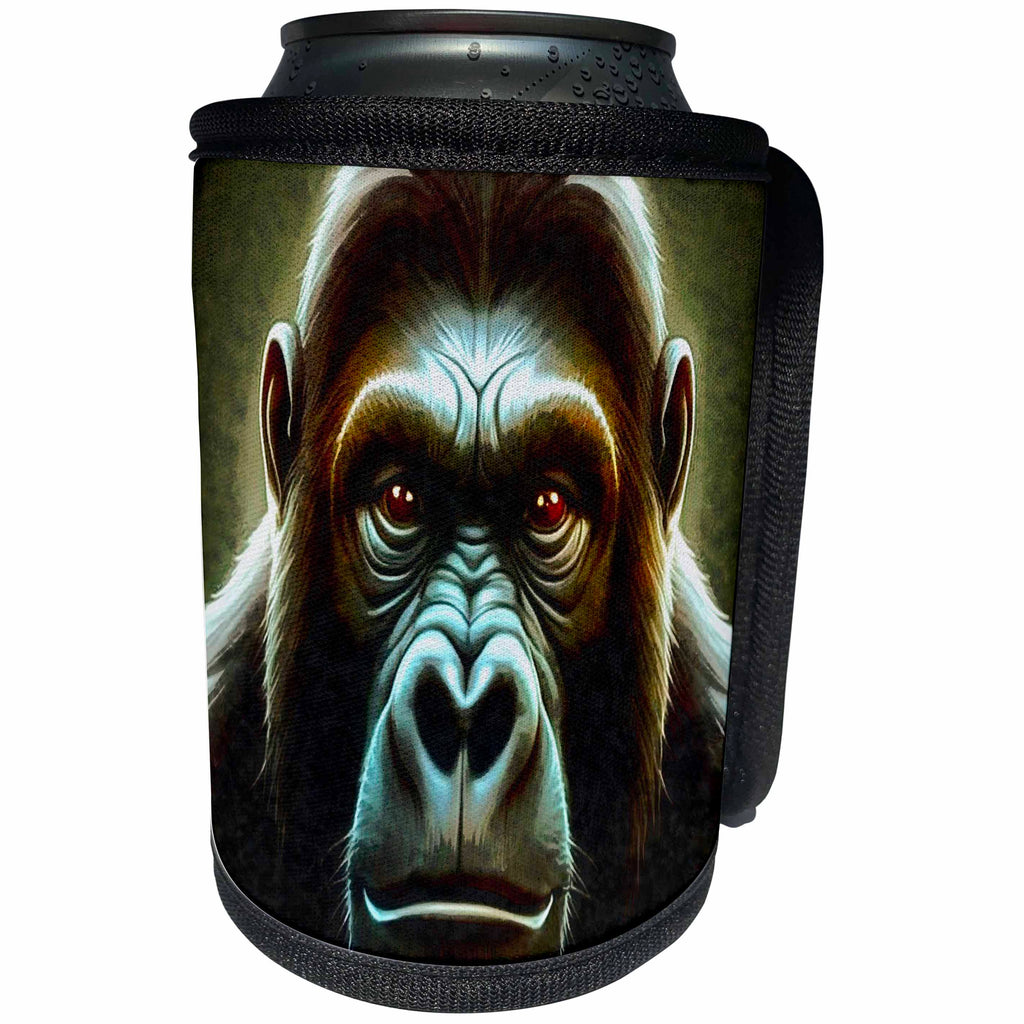 3dRose Ape Mountain Gorilla Fun Face Character Portrait - Can Cooler Bottle Wrap (cc-382608)