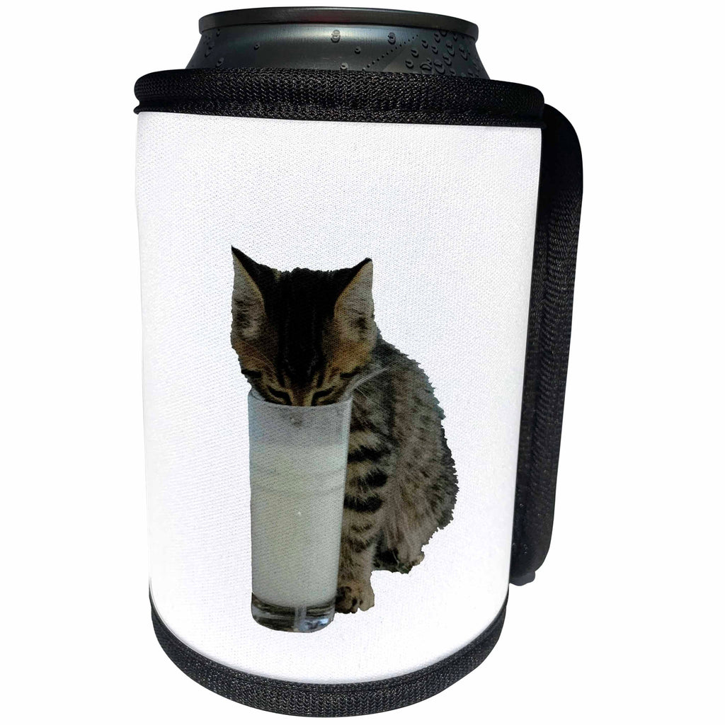 3dRose Cat Stealing Milk From A Glass - Can Cooler Bottle Wrap (cc-382621)