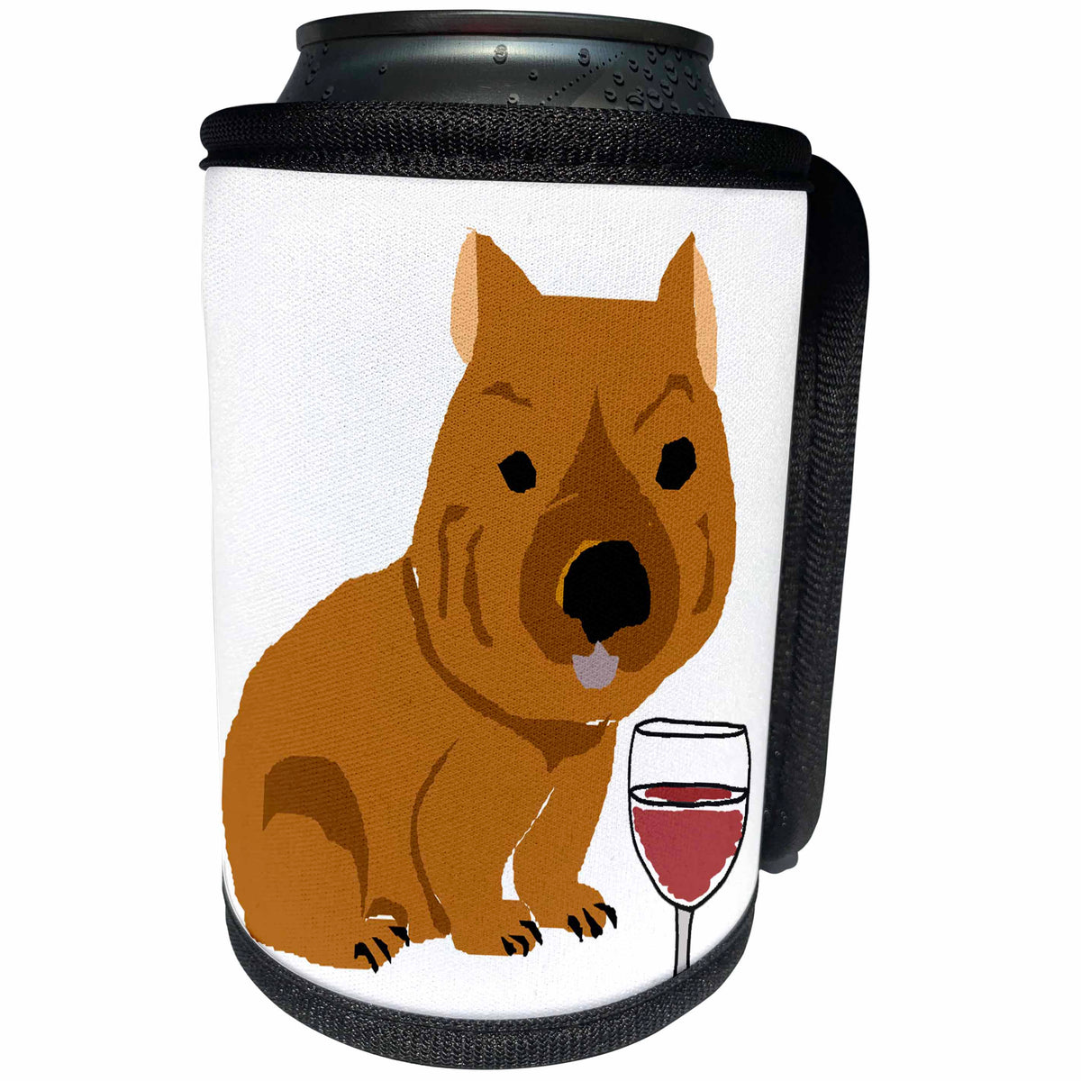 3dRose Cute Funny Wombat Drinking Wine Primitive Art - Can Cooler Bottle Wrap (cc-382634)