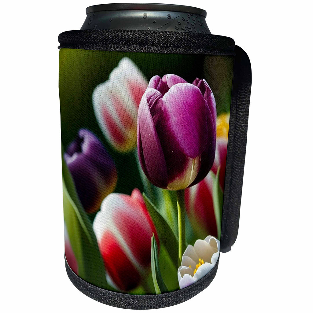 3dRose Pretty Tulips Background - Can Cooler Bottle Wrap (cc-382813)