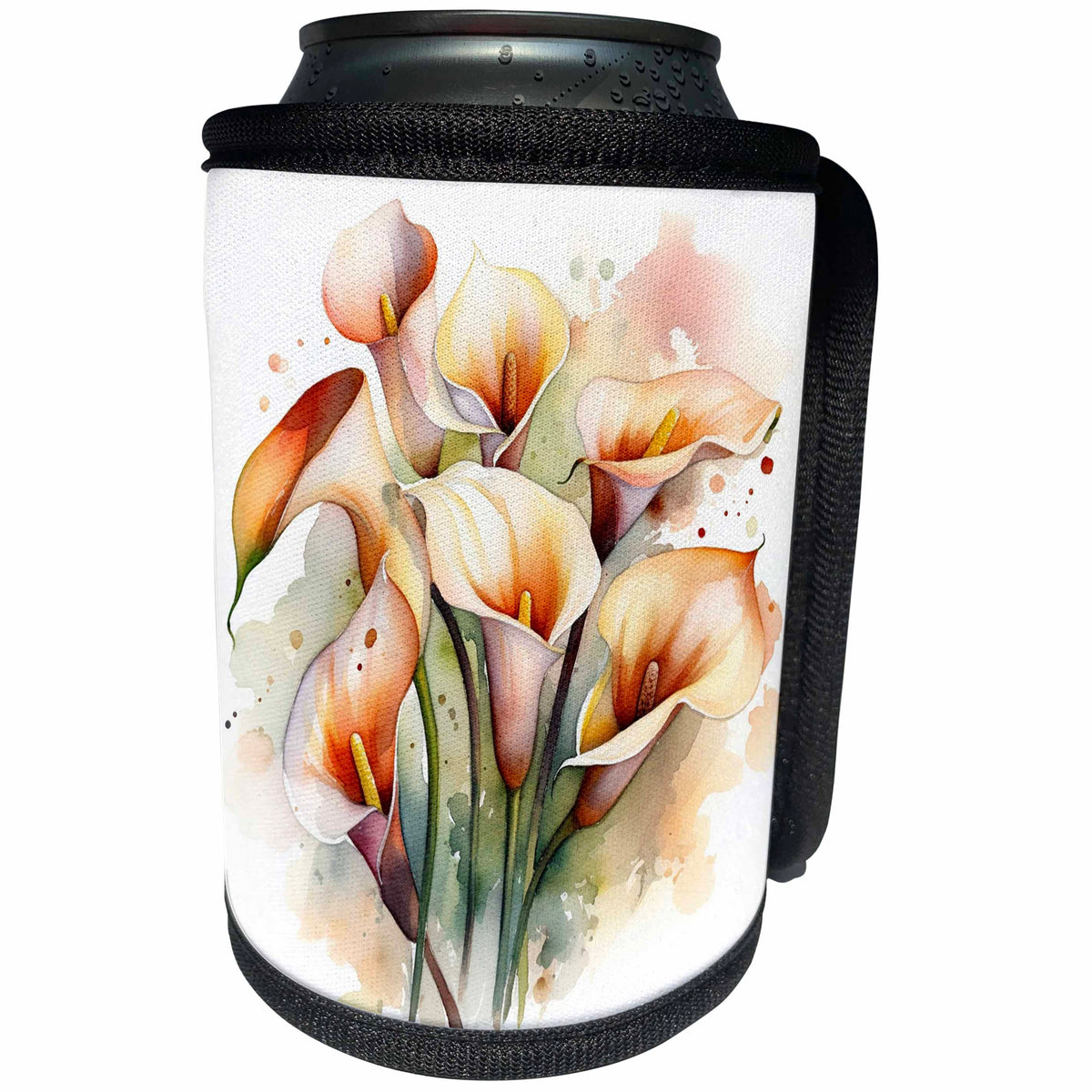 3dRose Pretty Orange Calla Lily Art Backgrounds - Can Cooler Bottle Wrap (cc-382823)