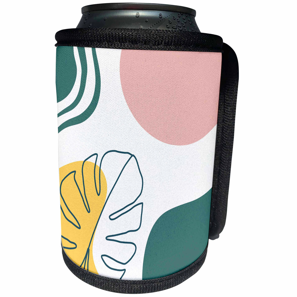 3dRose Modern Tropical Leaf and Shapes Background - Can Cooler Bottle Wrap (cc-382831)