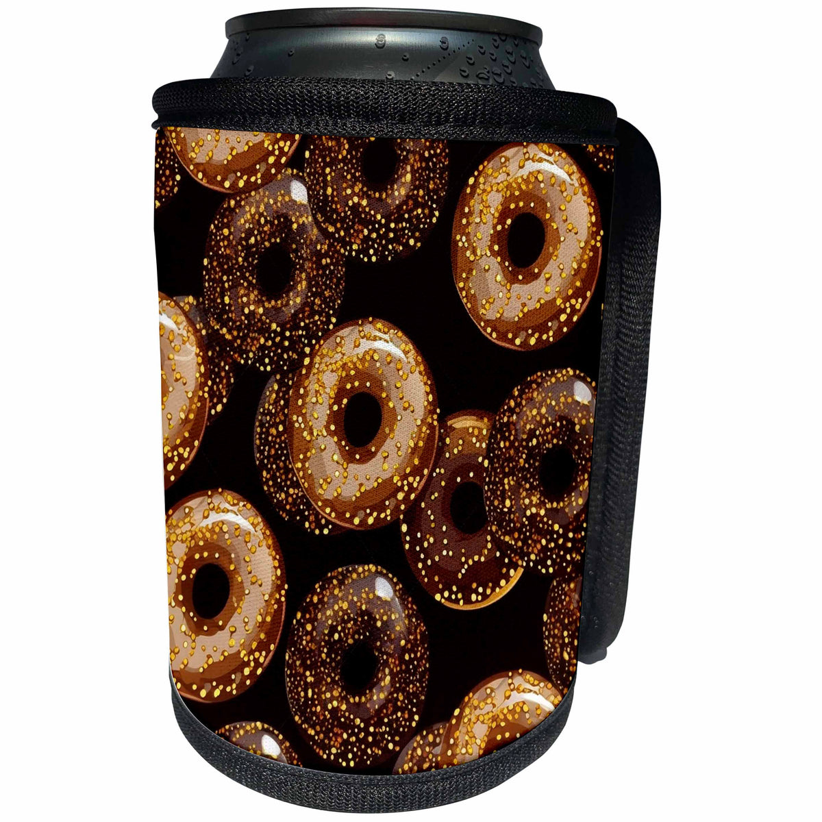 3dRose Chocolate Donut Background - Can Cooler Bottle Wrap (cc-382833)