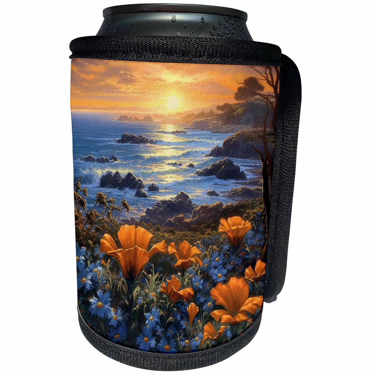 3dRose Floral Sunset Ocean Scene - Can Cooler Bottle Wrap (cc-382852)