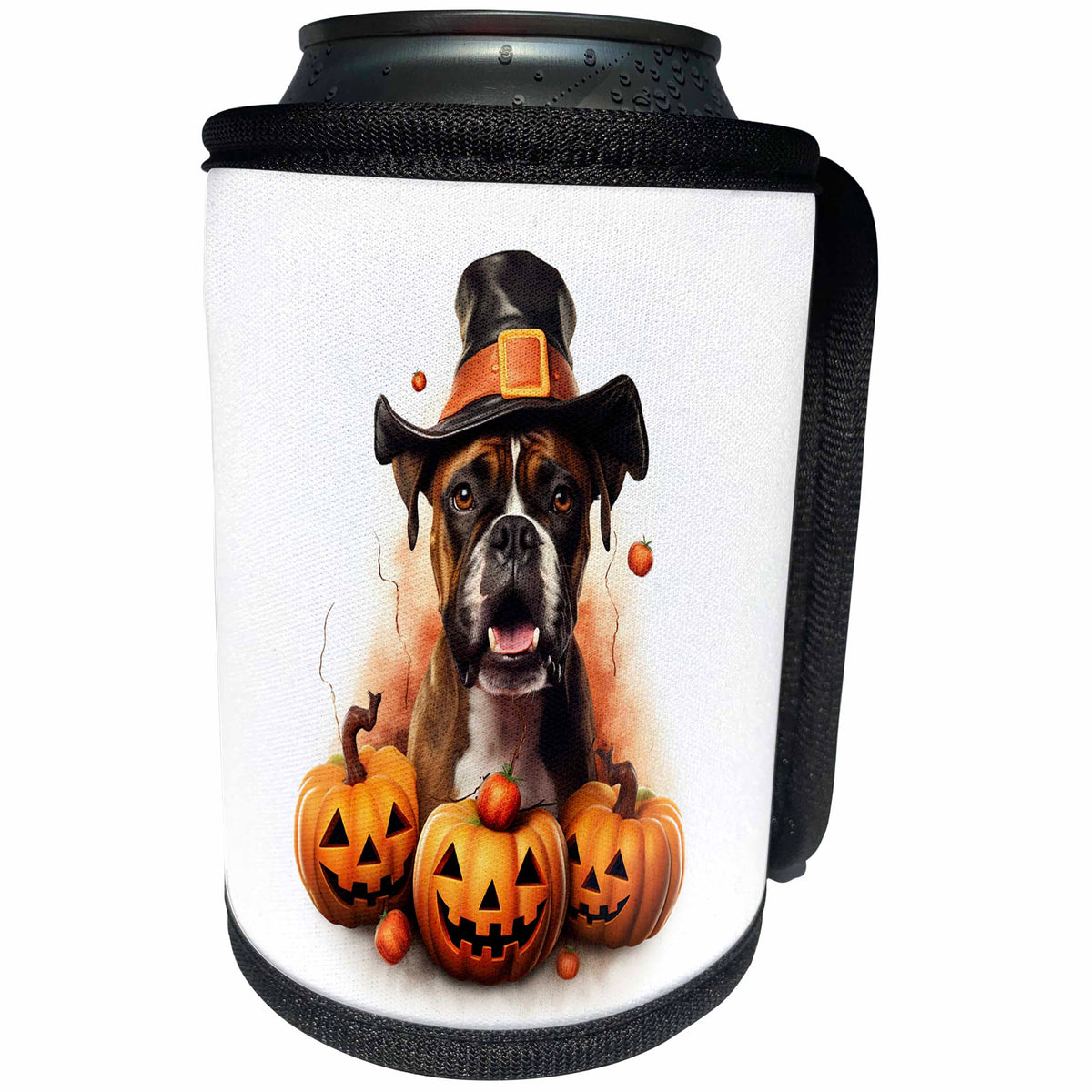 3dRose Halloween Boxer dog dressed as a magic wizard - Can Cooler Bottle Wrap (cc-382910)