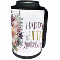 3dRose Elegant Floral Happy Fifth Anniversary - Can Cooler Bottle Wrap (cc-382978)