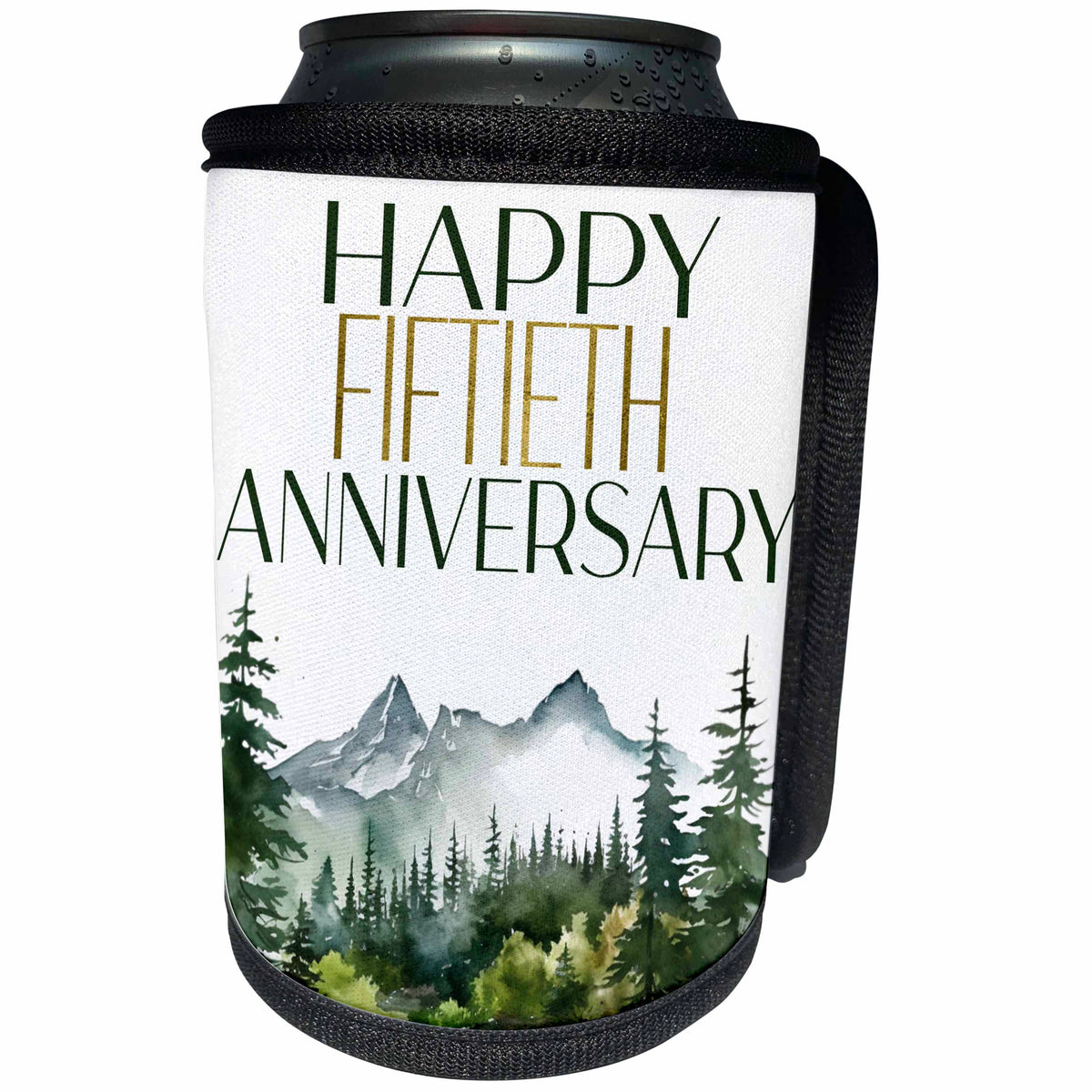 3dRose Happy Fiftieth Anniversary Forest Scene - Can Cooler Bottle Wrap (cc-382995)