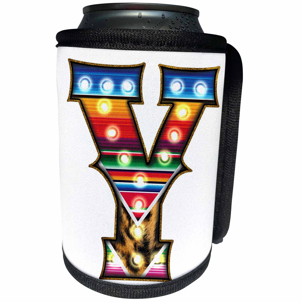 3dRose Colorful Image Of Marquee Lights Monogram Y - Can Cooler Bottle Wrap (cc-383045)