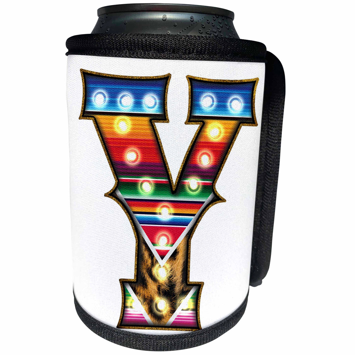 3dRose Colorful Image Of Marquee Lights Monogram Y - Can Cooler Bottle Wrap (cc-383045)
