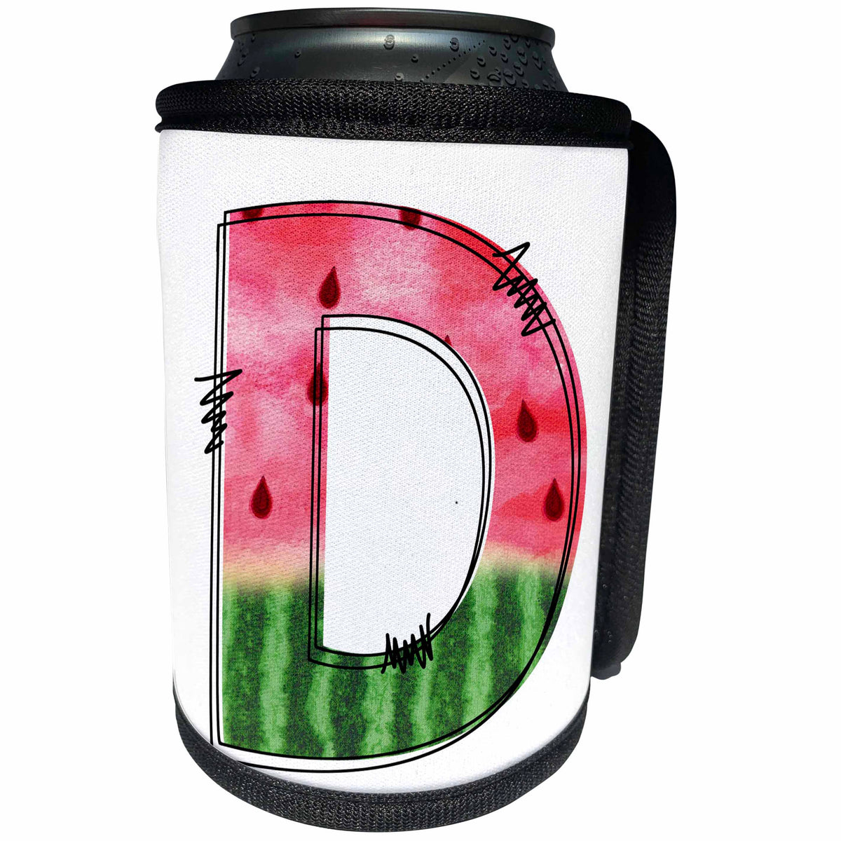 3dRose Cute Watermelon Monogram D - Can Cooler Bottle Wrap (cc-383090)