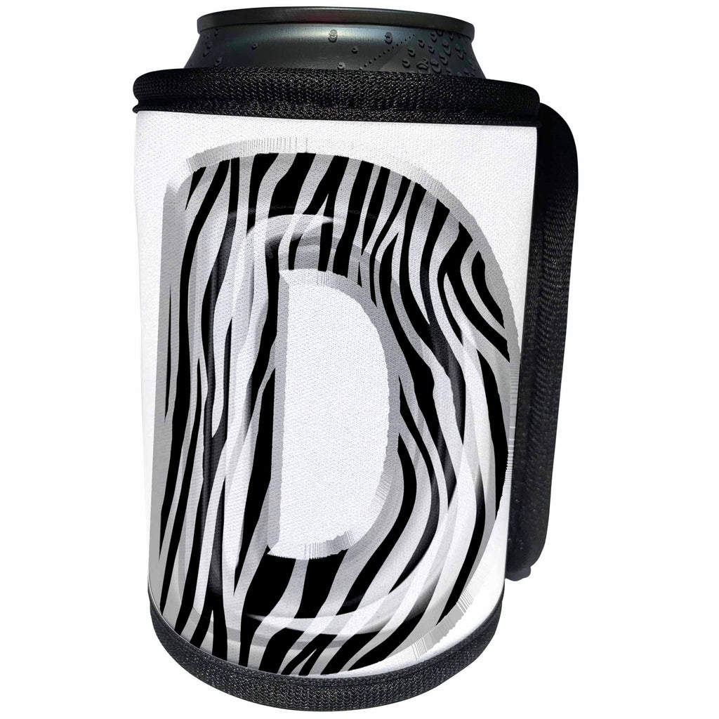 3dRose Zebra Patterned Image Of Balloon Monogram D - Can Cooler Bottle Wrap (cc-383110)