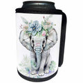 3dRose Cute Boho Floral Elephant Illustration - Can Cooler Bottle Wrap (cc-383237)