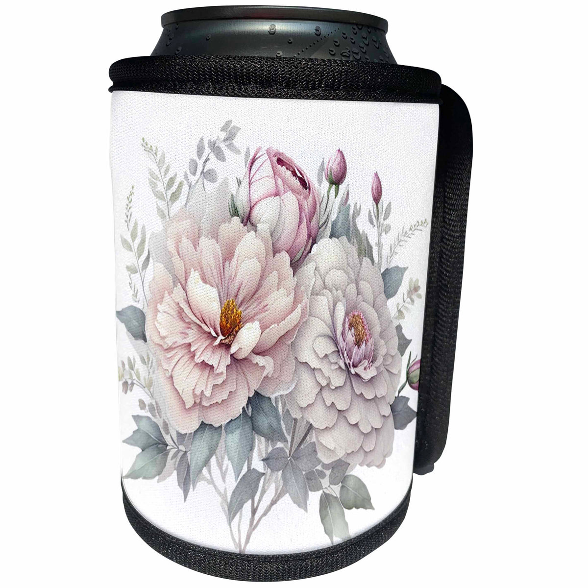 3dRose Blush Pink Flower Illustration - Can Cooler Bottle Wrap (cc-383248)