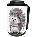 3dRose Cute Floral Hedgehog Illustration - Can Cooler Bottle Wrap (cc-383263)