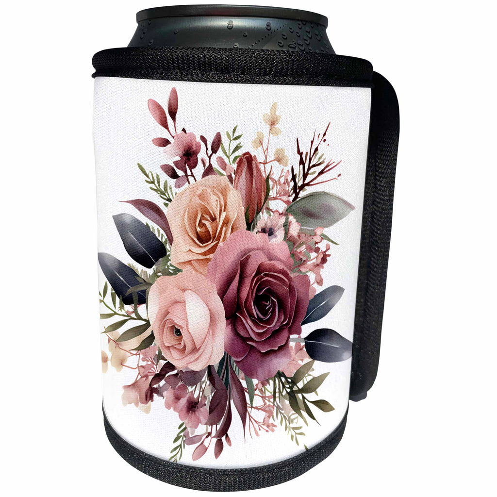 3dRose Dusty Rose Boho Flower Illustration - Can Cooler Bottle Wrap (cc-383281)