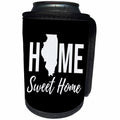 3dRose Home Sweet Home. Illinois state. Black background. - Can Cooler Bottle Wrap (cc-383381)