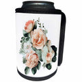 3dRose Pretty Peach Floral With Greenery Illustration - Can Cooler Bottle Wrap (cc-383649)