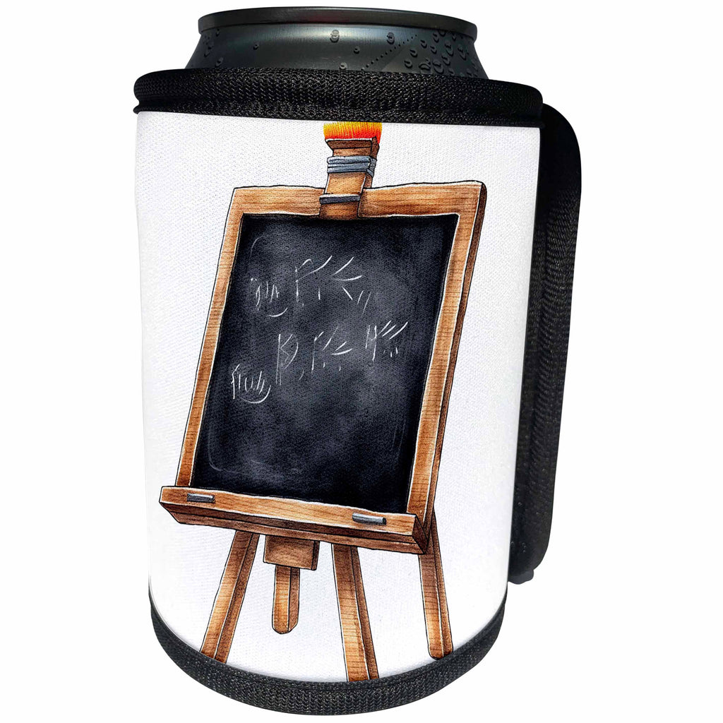 3dRose Back To School Chalk Board Illustration - Can Cooler Bottle Wrap (cc-383676)