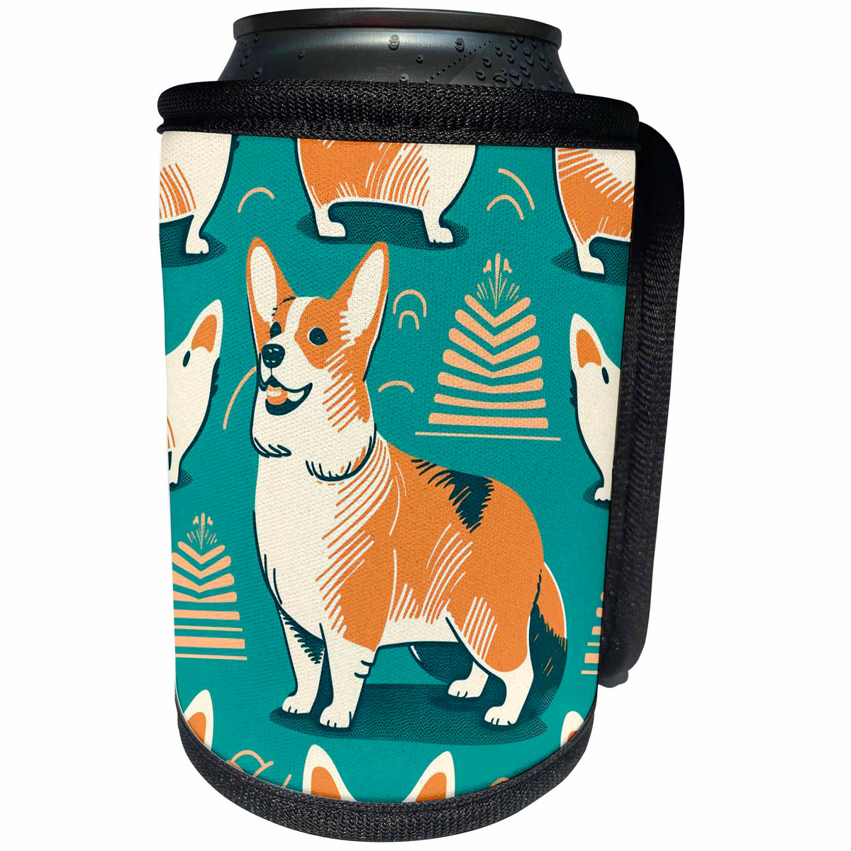 3dRose Mid-Century Modern Corgi - Can Cooler Bottle Wrap (cc-383884)