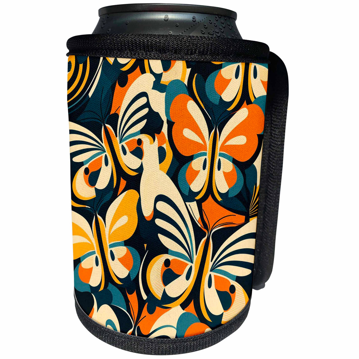 3dRose Mid Century Butterflies flutter - Can Cooler Bottle Wrap (cc-383889)