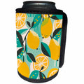 3dRose Stylized lemons pop in a mid-century modern backdrop - Can Cooler Bottle Wrap (cc-383936)