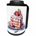 3dRose Strawberry Ice Cream Cake Illustration - Can Cooler Bottle Wrap (cc-384175)