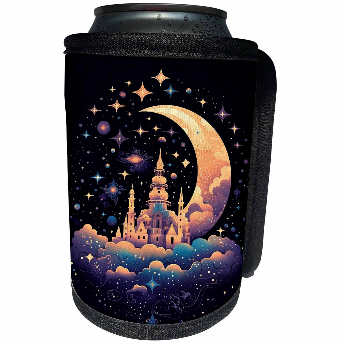 3dRose Moroccan Fantasy Night Casle Background - Can Cooler Bottle Wrap (cc-384191)