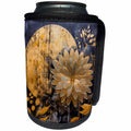 3dRose Golden Botanical Print Background - Can Cooler Bottle Wrap (cc-384201)