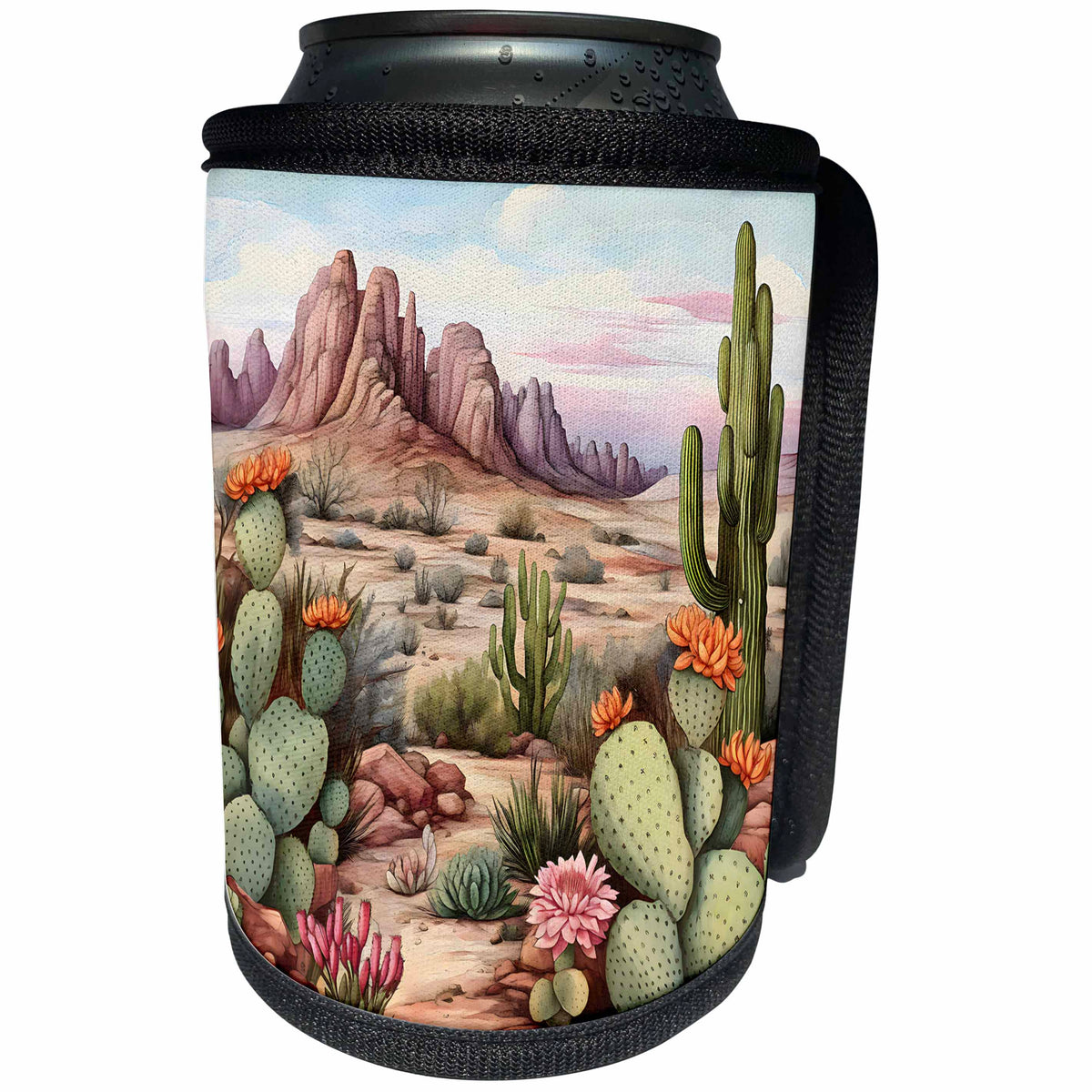 3dRose Cactus Desert Scene Background - Can Cooler Bottle Wrap (cc-384241)