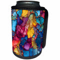 3dRose Rainbow Ink Wash and Image Gold Background - Can Cooler Bottle Wrap (cc-384257)