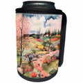 3dRose Pretty House In A Meadow Collage Background - Can Cooler Bottle Wrap (cc-384258)