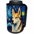 3dRose Siberian Husky portrait in Post-Impressionism style - Can Cooler Bottle Wrap (cc-385168)